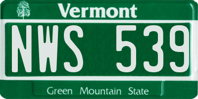 VT license plate NWS539