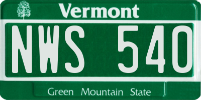 VT license plate NWS540