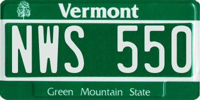 VT license plate NWS550