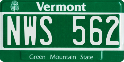 VT license plate NWS562