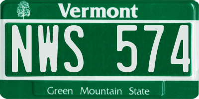 VT license plate NWS574