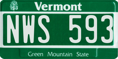 VT license plate NWS593