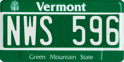 VT license plate NWS596