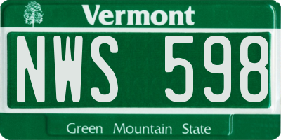 VT license plate NWS598