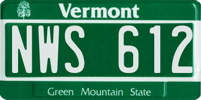 VT license plate NWS612