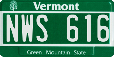 VT license plate NWS616