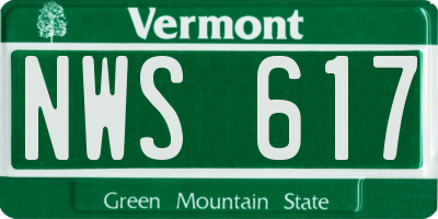 VT license plate NWS617