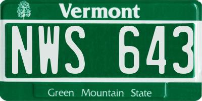 VT license plate NWS643