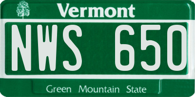 VT license plate NWS650