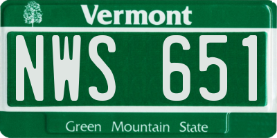 VT license plate NWS651