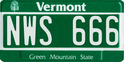 VT license plate NWS666