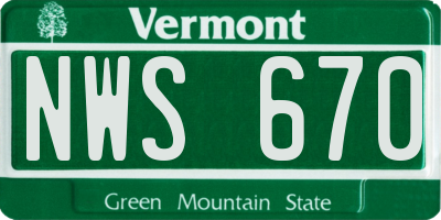 VT license plate NWS670