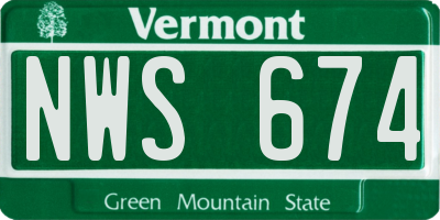 VT license plate NWS674