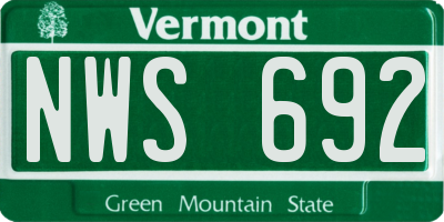 VT license plate NWS692