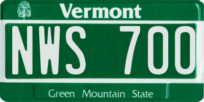 VT license plate NWS700