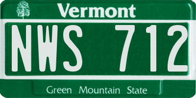 VT license plate NWS712