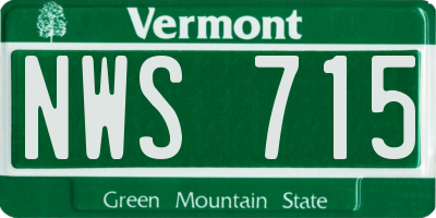 VT license plate NWS715