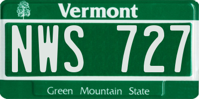 VT license plate NWS727