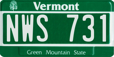 VT license plate NWS731
