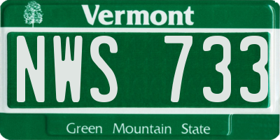 VT license plate NWS733