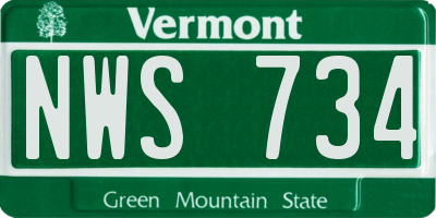 VT license plate NWS734