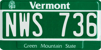 VT license plate NWS736