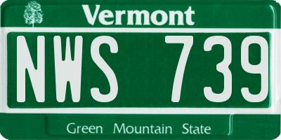 VT license plate NWS739
