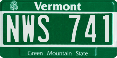 VT license plate NWS741