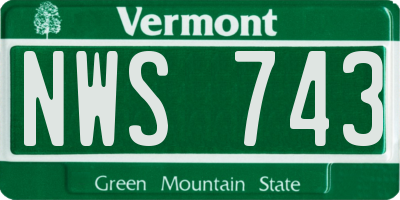 VT license plate NWS743