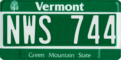 VT license plate NWS744