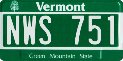 VT license plate NWS751