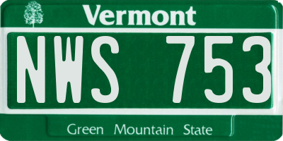 VT license plate NWS753