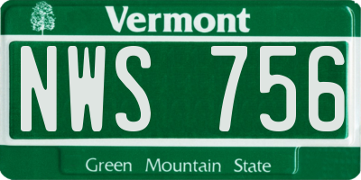 VT license plate NWS756