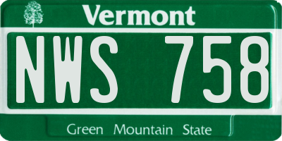 VT license plate NWS758