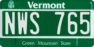 VT license plate NWS765