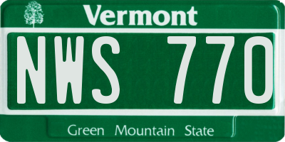 VT license plate NWS770