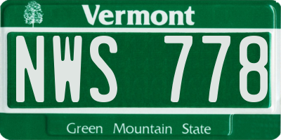 VT license plate NWS778