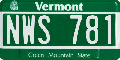 VT license plate NWS781