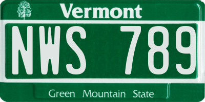 VT license plate NWS789