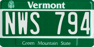 VT license plate NWS794