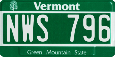 VT license plate NWS796