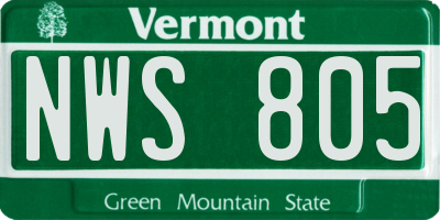 VT license plate NWS805