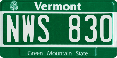 VT license plate NWS830