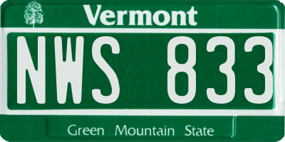 VT license plate NWS833