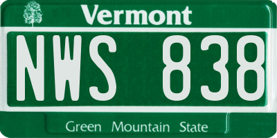 VT license plate NWS838