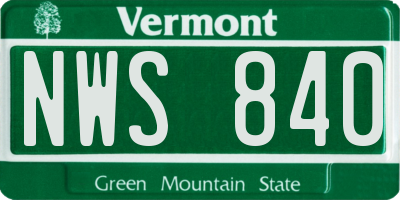 VT license plate NWS840