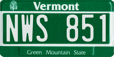 VT license plate NWS851
