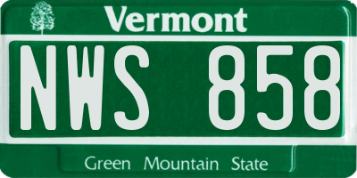 VT license plate NWS858