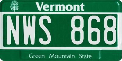 VT license plate NWS868