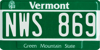 VT license plate NWS869
